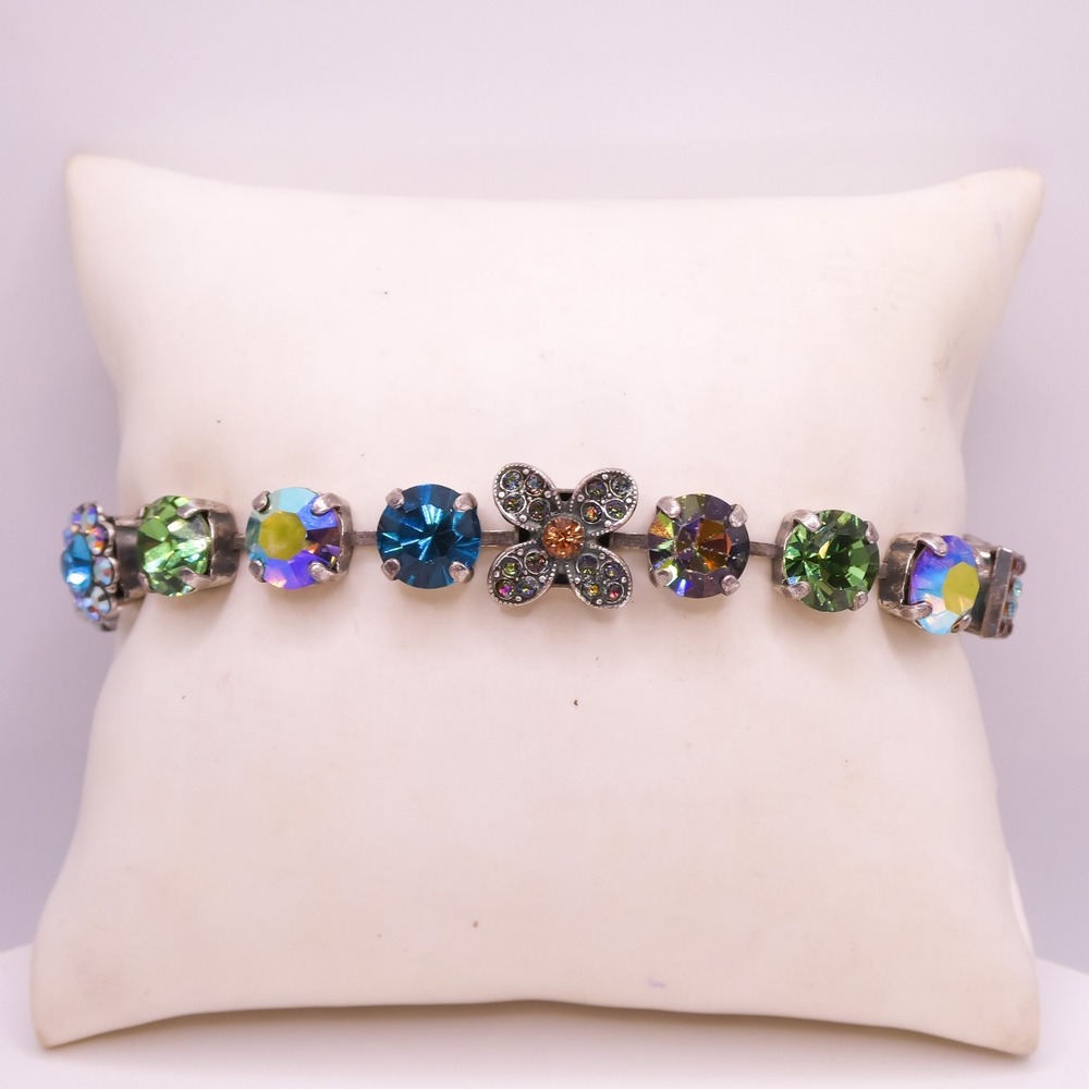 Mariana Swarovski Rhinestone .5" Wide Colorful Silver 7.5-8" Women's Bracelet